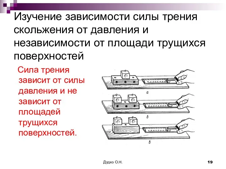 Изучение зависимости силы трения скольжения от давления и независимости от