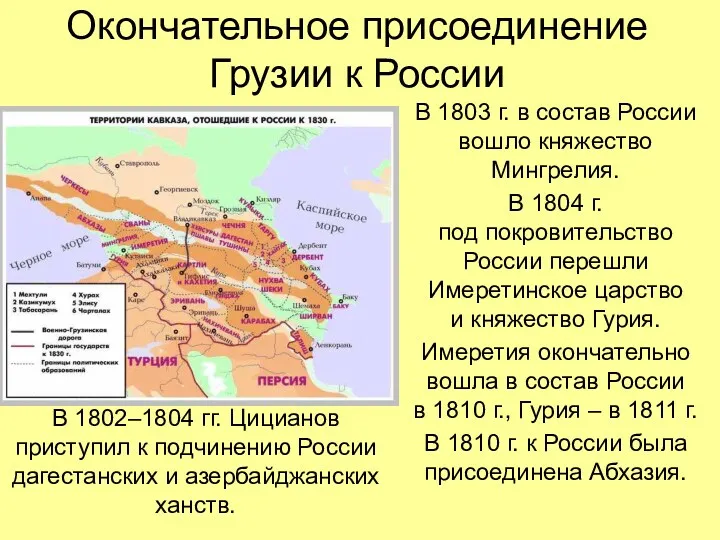 Окончательное присоединение Грузии к России В 1803 г. в состав