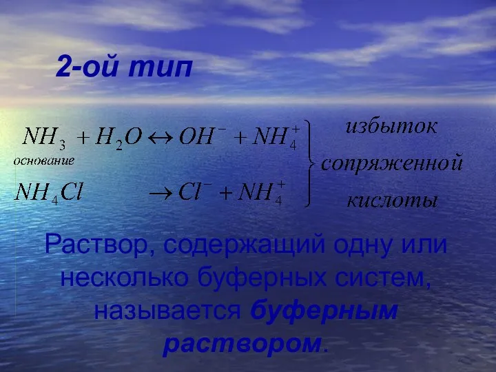 2-ой тип Раствор, содержащий одну или несколько буферных систем, называется буферным раствором.