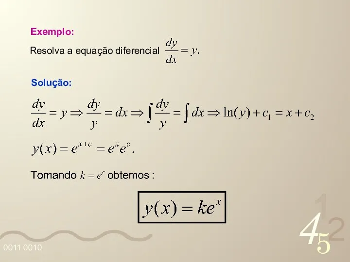Exemplo: Resolva a equação diferencial Solução: