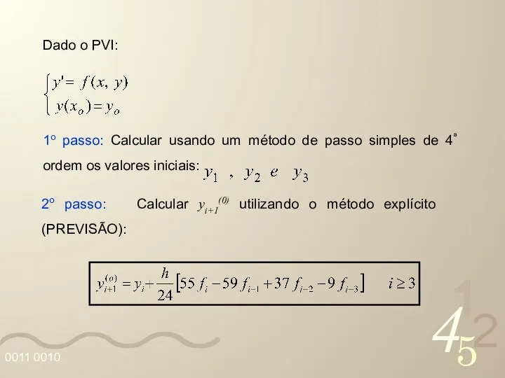 Dado o PVI: 1o passo: Calcular usando um método de passo simples de