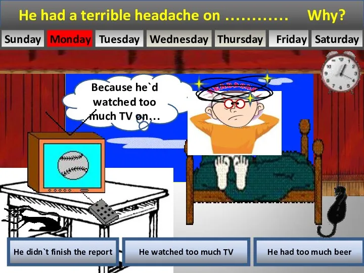 He had a terrible headache on ………… Why? He had