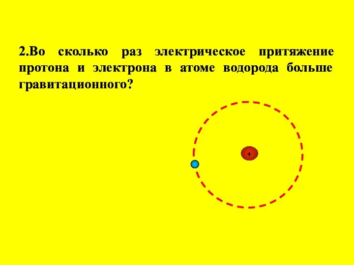 2.Во сколько раз электрическое притяжение протона и электрона в атоме водорода больше гравитационного? +