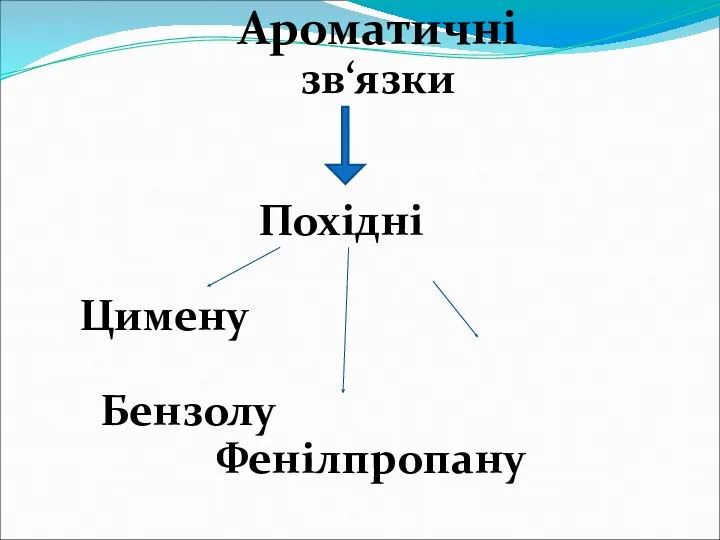 Ароматичні зв‘язки Похідні Цимену Бензолу Фенілпропану