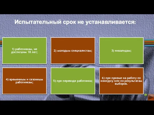 1) работникам, не достигшим 18 лет; 2) молодым специалистам; 3)