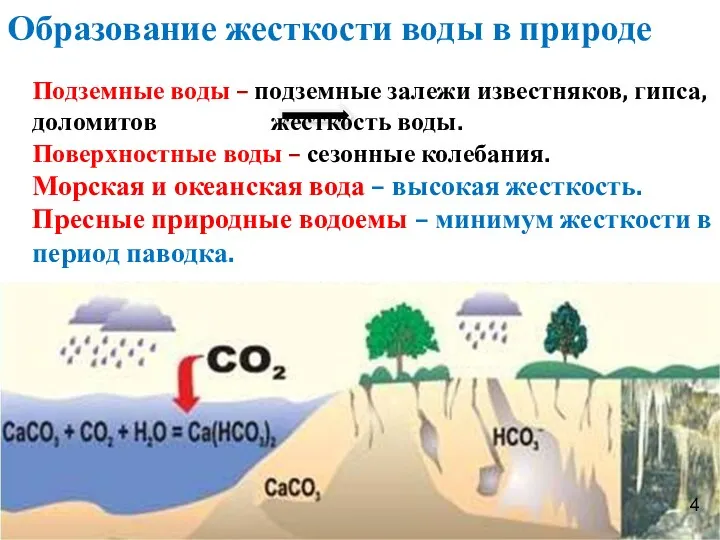 Образование жесткости воды в природе Подземные воды – подземные залежи