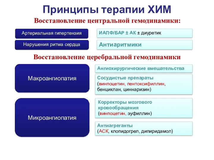 Принципы терапии ХИМ Артериальная гипертензия Нарушения ритма сердца ИАПФ/БАР ±