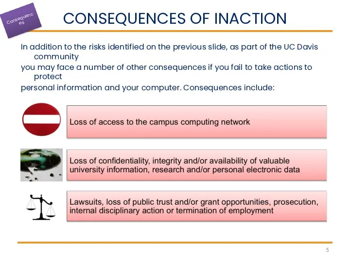 CONSEQUENCES OF INACTION In addition to the risks identified on the previous slide,