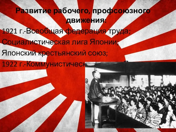 Развитие рабочего, профсоюзного движения: 1921 г.-Всеобщая федерация труда; Социалистическая лига