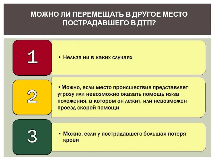 МОЖНО ЛИ ПЕРЕМЕЩАТЬ В ДРУГОЕ МЕСТО ПОСТРАДАВШЕГО В ДТП?