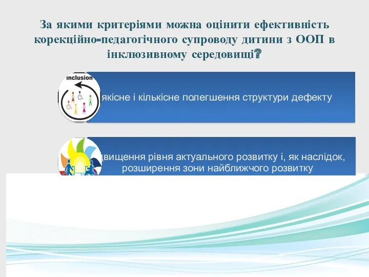 За якими критеріями можна оцінити ефективність корекційно-педагогічного супроводу дитини з ООП в інклюзивному середовищі?