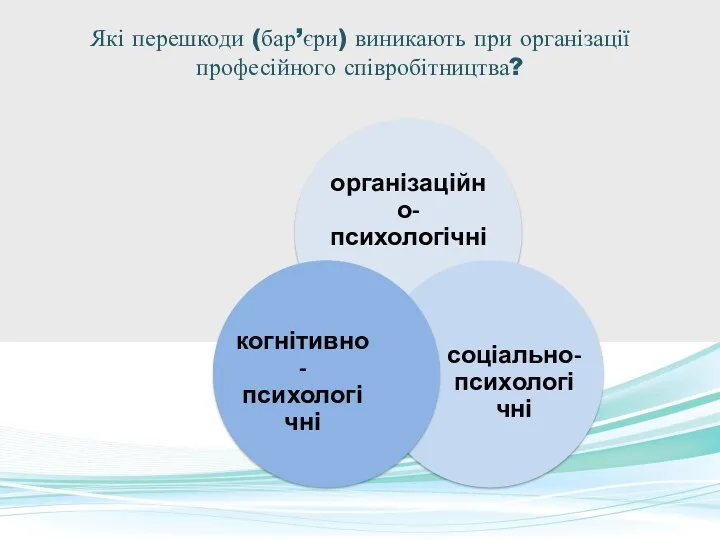 Які перешкоди (бар’єри) виникають при організації професійного співробітництва?