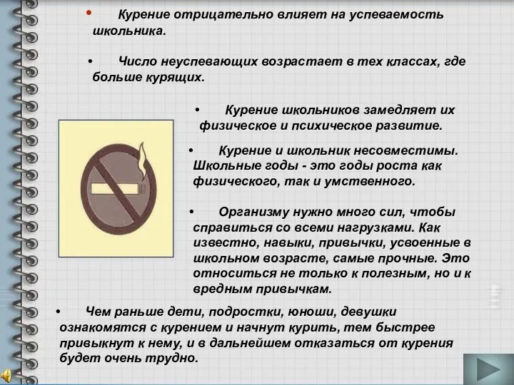 Курение и школьник несовместимы. Школьные годы - это годы роста как физического, так