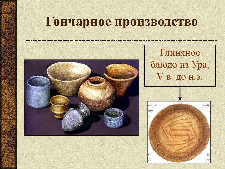 Гончарное производство Глиняное блюдо из Ура, V в. до н.э.