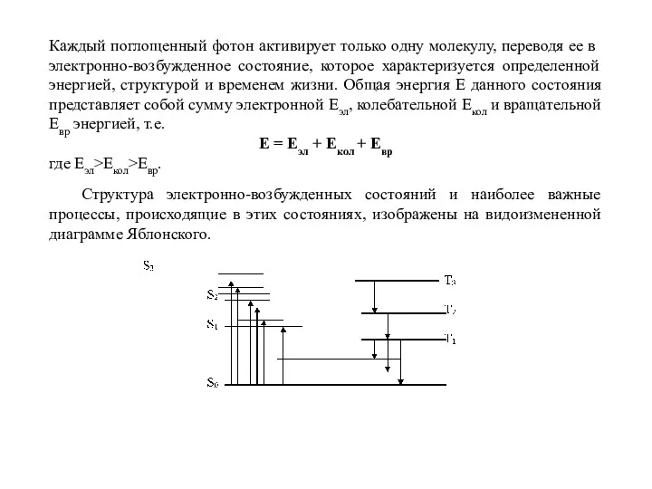 Каждый поглощенный фотон активирует только одну молекулу, переводя ее в