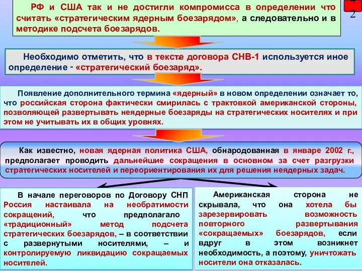 42 Необходимо отметить, что в тексте договора СНВ-1 используется иное