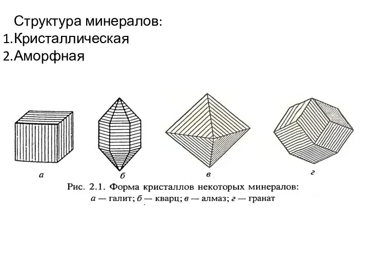 Структура минералов: Кристаллическая Аморфная