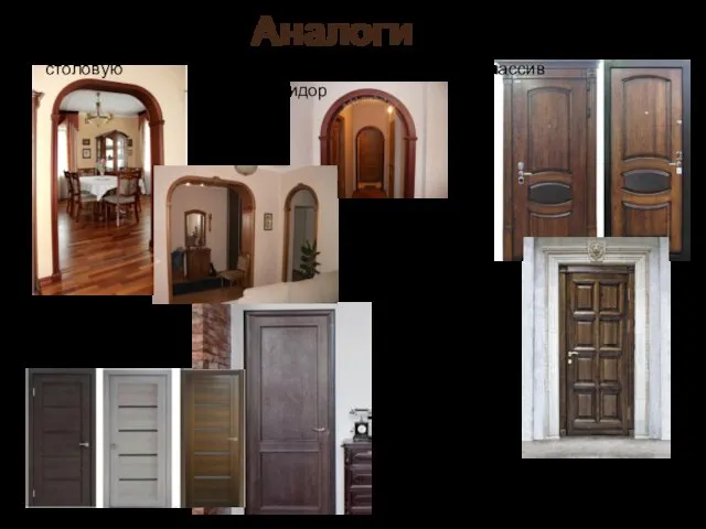 Аналоги Арка в гостинную-столовую Арка в коридор Двери шпон межкомнатные Входная дверь массив
