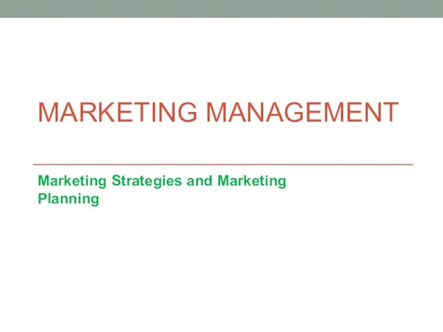 Marketing strategies and marketing planning