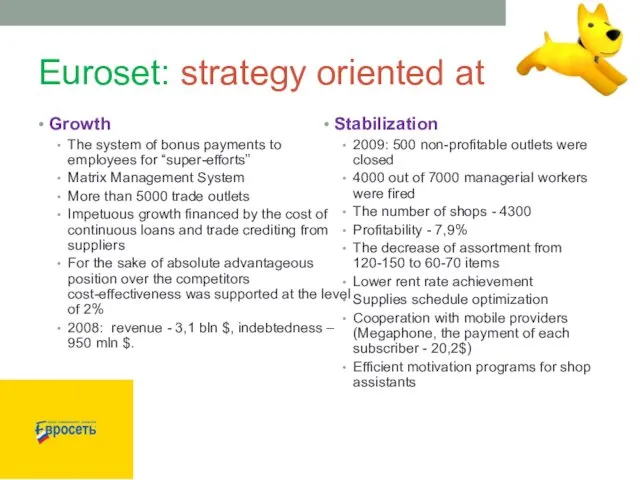 Euroset: strategy oriented at Growth The system of bonus payments to employees for