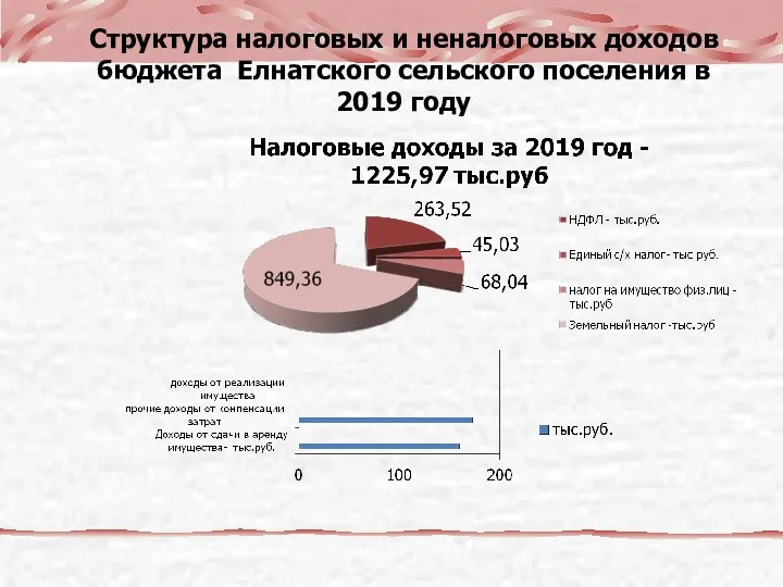 Структура налоговых и неналоговых доходов бюджета Елнатского сельского поселения в 2019 году