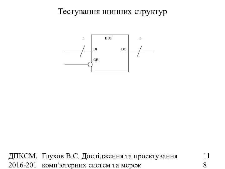 ДПКСМ, 2016-2017 н.р. Глухов В.С. Дослідження та проектування комп'ютерних систем та мереж Тестування шинних структур