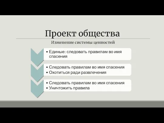 Проект общества Изменение системы ценностей