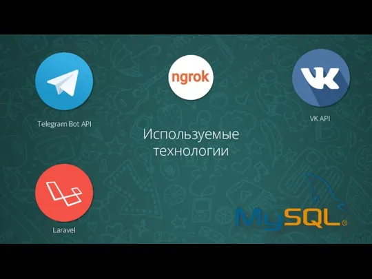 Используемые технологии Telegram Bot API VK API Laravel