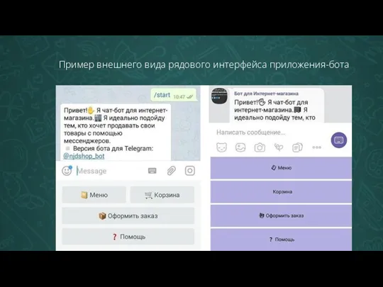 Пример внешнего вида рядового интерфейса приложения-бота