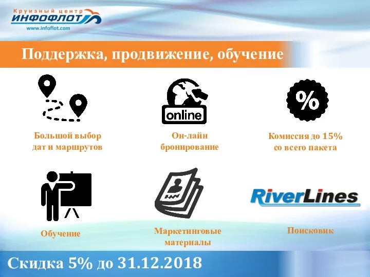 Комиссия до 15% со всего пакета Он-лайн бронирование Большой выбор дат и маршрутов