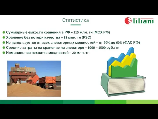 Суммарные емкости хранения в РФ – 115 млн. тн (МСХ
