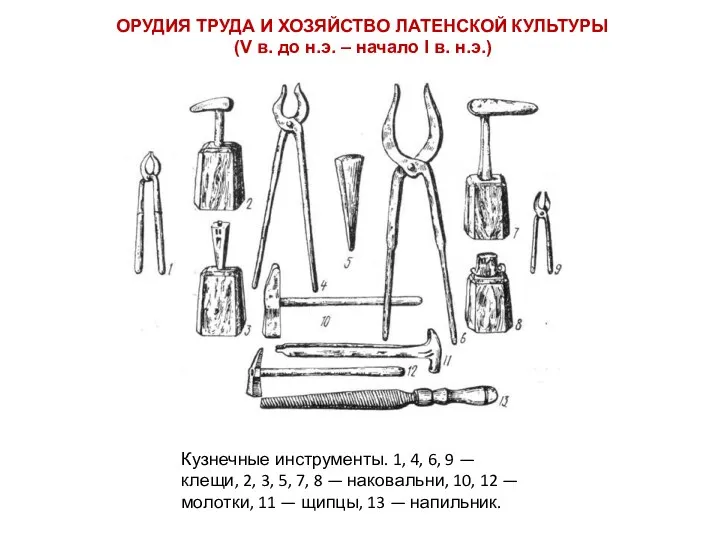 ОРУДИЯ ТРУДА И ХОЗЯЙСТВО ЛАТЕНСКОЙ КУЛЬТУРЫ (V в. до н.э.