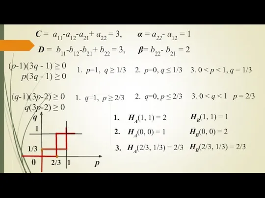 С = a11-a12-a21+ a22 = 3, α = а22- а12