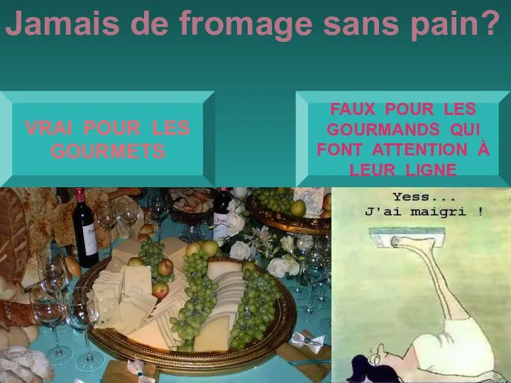 Jamais de fromage sans pain? VRAI POUR LES GOURMETS FAUX