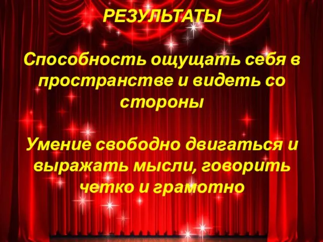 РЕЗУЛЬТАТЫ Способность ощущать себя в пространстве и видеть со стороны