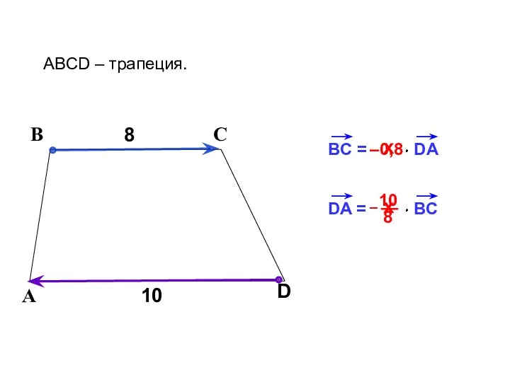 BC = DA 8 В С ABCD – трапеция. А