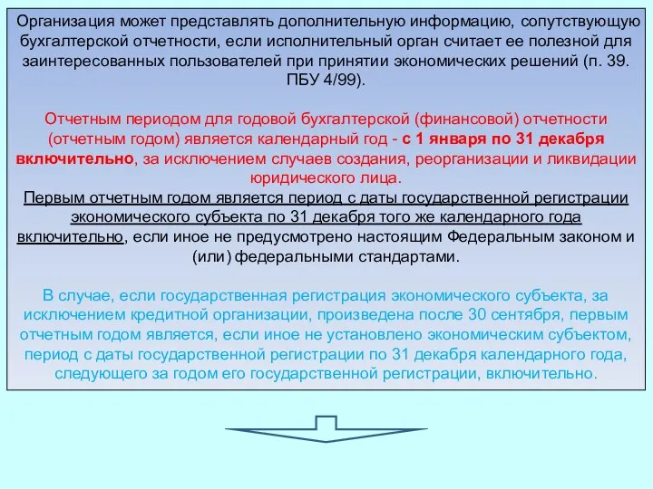 Организация может представлять дополнительную информацию, сопутствующую бухгалтерской отчетности, если исполнительный