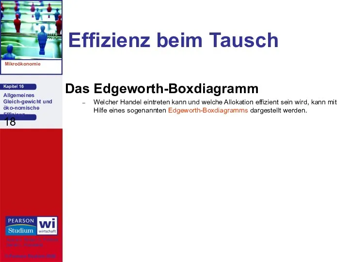 Effizienz beim Tausch Das Edgeworth-Boxdiagramm Welcher Handel eintreten kann und welche Allokation effizient