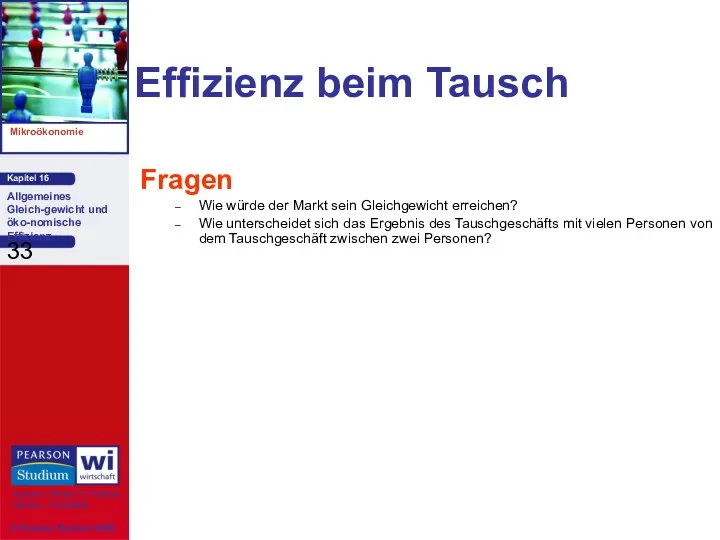 Effizienz beim Tausch Fragen Wie würde der Markt sein Gleichgewicht erreichen? Wie unterscheidet