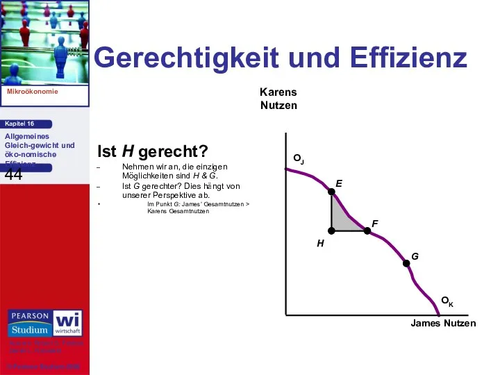 Gerechtigkeit und Effizienz Ist H gerecht? Nehmen wir an, die einzigen Möglichkeiten sind