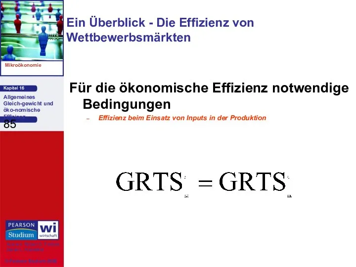 Für die ökonomische Effizienz notwendige Bedingungen Effizienz beim Einsatz von Inputs in der