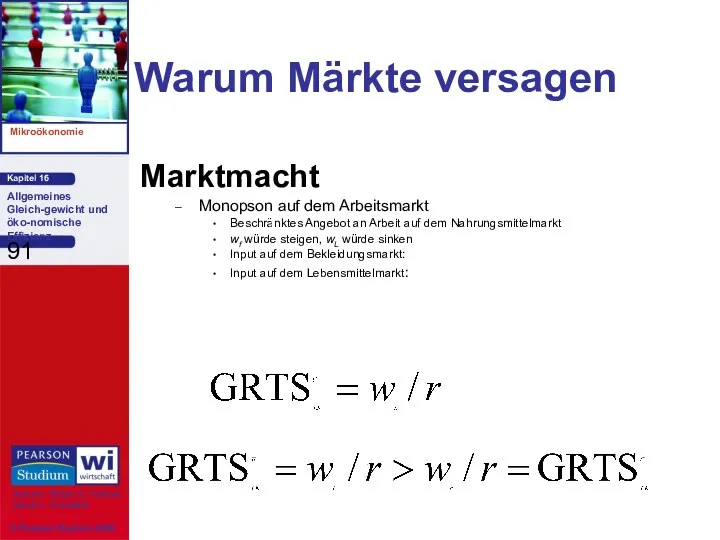 Warum Märkte versagen Marktmacht Monopson auf dem Arbeitsmarkt Beschränktes Angebot an Arbeit auf