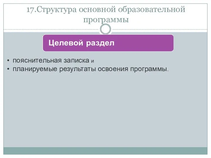 17.Структура основной образовательной программы пояснительная записка и планируемые результаты освоения программы.