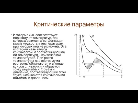 Критические параметры Изотерма HKF соответствует переходу от температур, при которых