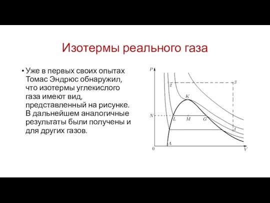 Изотермы реального газа Уже в первых своих опытах Томас Эндрюс