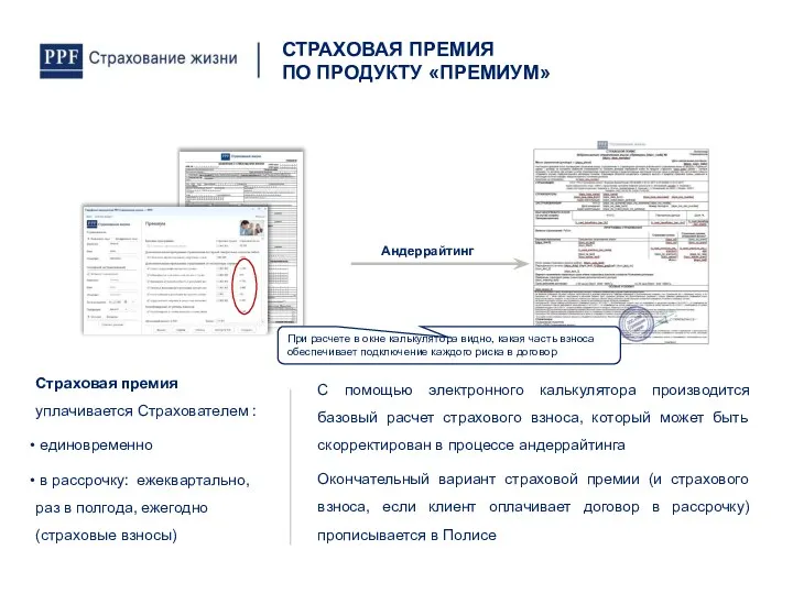 При расчете в окне калькулятора видно, какая часть взноса обеспечивает