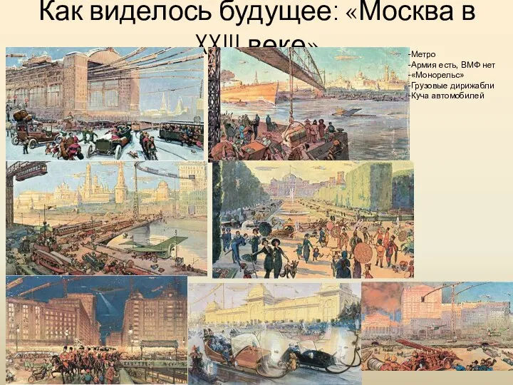 Как виделось будущее: «Москва в XXIII веке» Метро Армия есть, ВМФ нет «Монорельс»