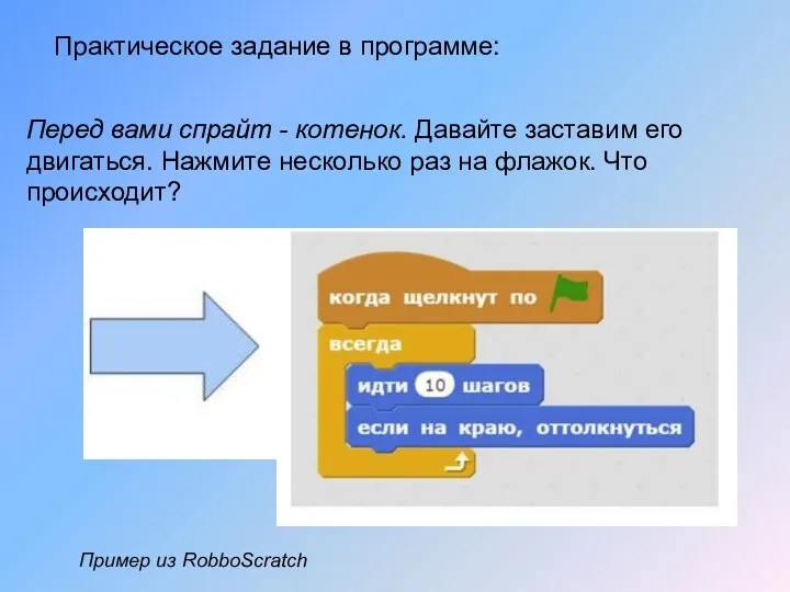 Практическое задание в программе: Перед вами спрайт - котенок. Давайте