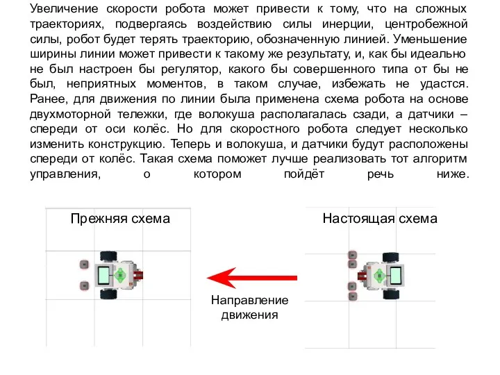 Увеличение скорости робота может привести к тому, что на сложных