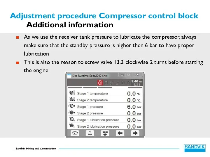 Adjustment procedure Compressor control block Additional information As we use